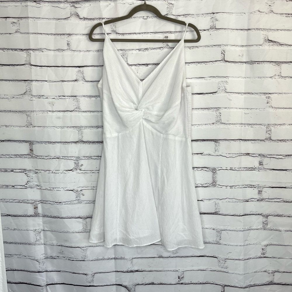 Abercrombie & Fitch White Knot Front Mini Dress Women’s XL Lined A-Line Smocked